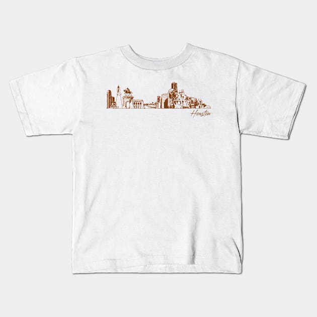 Houston hand drawn skyline Kids T-Shirt by SerenityByAlex